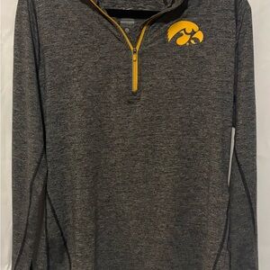 Nike Women's Charcoal Heather Quarter-Zip with Gold Logo and Zip